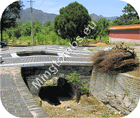 The restored bridge in front of the burial section